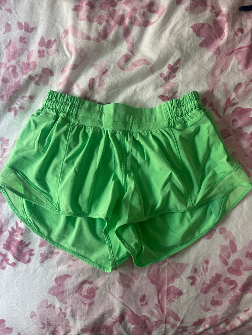 Lululemon neon green Hotty Hot shorts